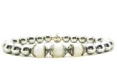 Beaddhism - Armband - Hematiet (RVS Steel colored)  - Moonstone 3 - 8 mm - 21 cm