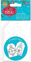 Stitched Gift Tags Linen (10pk) - Folk Christmas