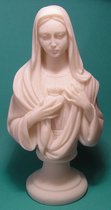 Albast Beeld van Bedroefde Maria op Sokkel H15-Br8-D5cm
