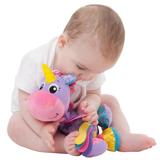 Playgro Hangspeeltje Stella Eenhoorn - Playgro Activity Friend Stella Unicorn - Baby Speelgoed - Hangspeeltje - Kinderwagenspeeltje - Rammelaar - Kinderwagenaccessoire - Buggyaccessoire- - Educatief Speelgoed - Knuffeldier van Playgro — afbeelding 5