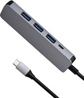 DrPhone Expander - USB-C naar 4x USB 3.0 + 1x Micro USB – HUB – Aluminium Adapter – Grijs