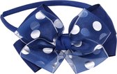 Jessidres Luxe Haar Diadeem met grote Haarstrik van stippen - Donker Blauw