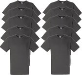 10 x Fruit of the Loom V-Hals ValueWeight T-shirt Light Graphite Maat S