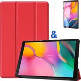 Hoes Geschikt voor Samsung Galaxy Tab A 10.1 2019 Hoes Book Case Hoesje Trifold Cover Met Screenprotector - Hoesje Geschikt voor Samsung Tab A 10.1 2019 Hoesje Bookcase - Rood