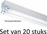 LED Buis armatuur 120cm - Dubbel | Inclusief LED buizen - Natuurlijk wit (Set van 20 stuks)