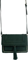 Green studded tassel cross body bag