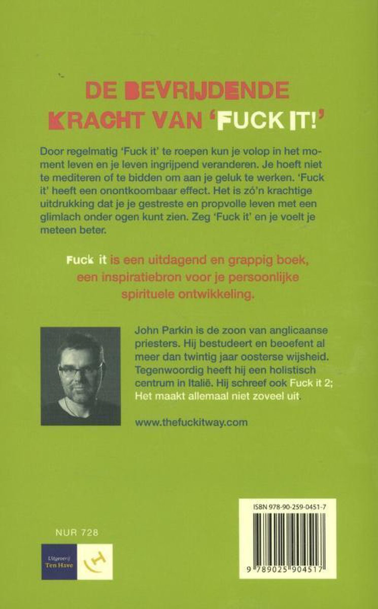 Achterkant van het boek met de titel, een foto van John Parkin en een beschrijving van het boek.