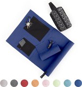 Lumaland - Microvezel sporthanddoek - Set van 2 absorberende handdoeken incl. draagtas - 125x40 cm + 40x70 cm - Donkerblauw