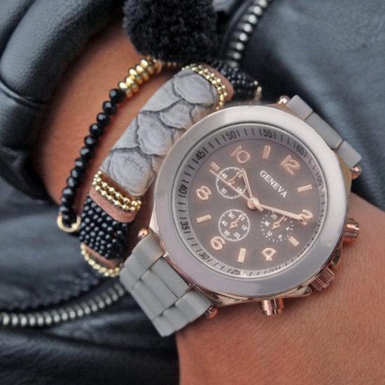 Geneva Siliconen Grijs Horloge | Fashion Favorite