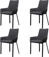 Eetkamerstoel stof donkergrijs 4 stuks