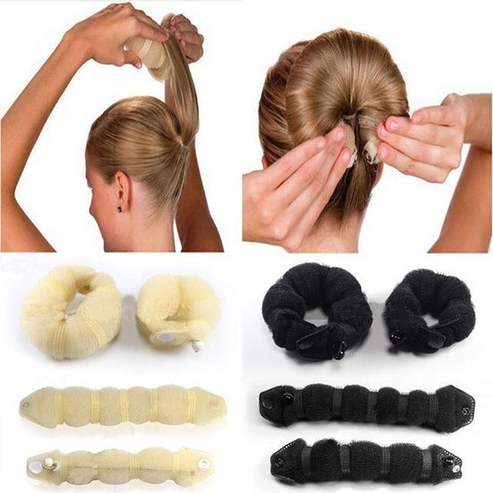 hoogte Bevestigen aan Trek Hair Bun Sponge Set / Haar Knot Maker / Donut Knot - 22cm en 17cm - 2 Stuks  - Bruin | bol.com
