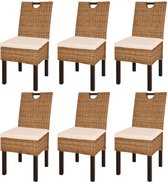 Eetkamerstoelen 6 stuks Kubu rattan mangohout (3x243639) (incl. vloerviltjes)