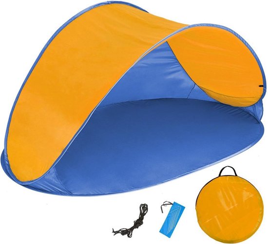 Pop up strandtent beach shelter blauw-oranje 401681 |