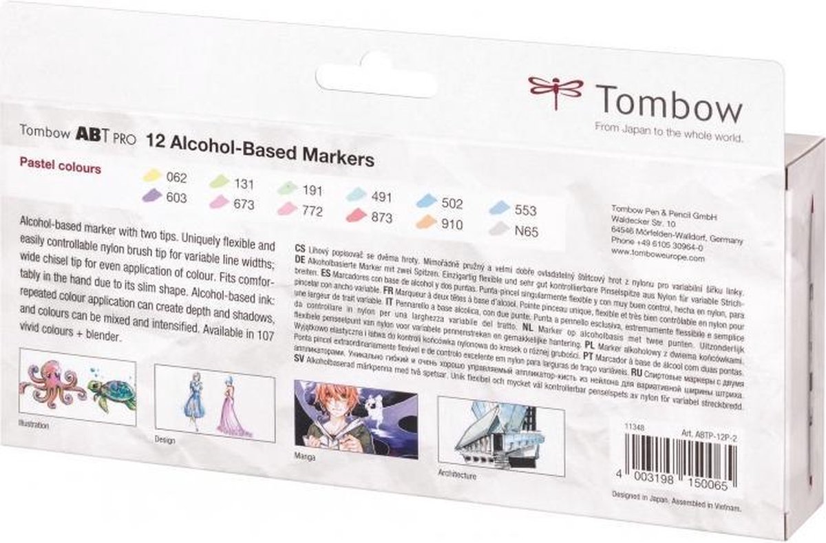 Tombow 72522 ABT Pro Alcohol-Based Markers, Pastel Palette, 10-Pack