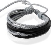 Montebello Armband Senecio Grey - Leer - Touw - Verstelbaar