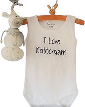 Baby Rompertje met tekst I love Rotterdam | wit | maat 74/80 | mouwloos zonder mouw