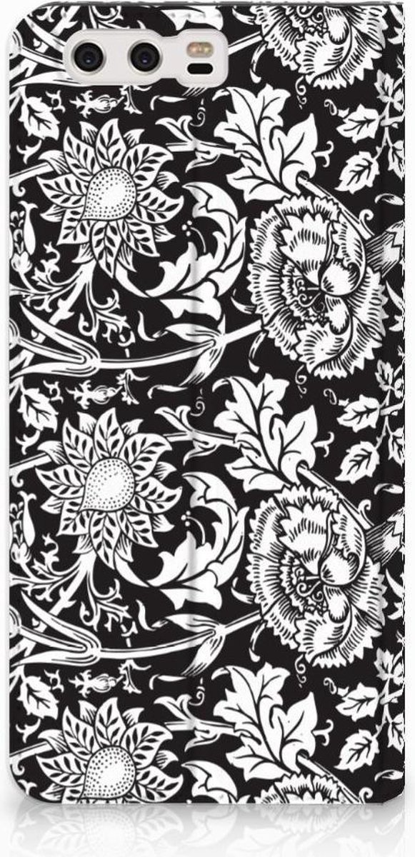 Huawei P10 Plus Smart Cover Black Flowers