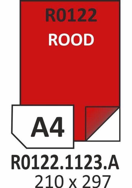 Rayfilm R0122.1123.A │ Universeel ROOD zelfklevend papier │ 210x297mm │ 1 per vel  │ H1-1 │ 100 etiketten │ 100 vel │  INKJET LASER KOPIER