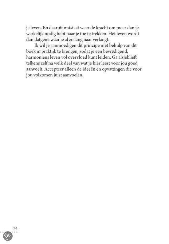 Pagina met tekst over het leven leiden met overvloed en harmonie, en het accepteren van ideeën.