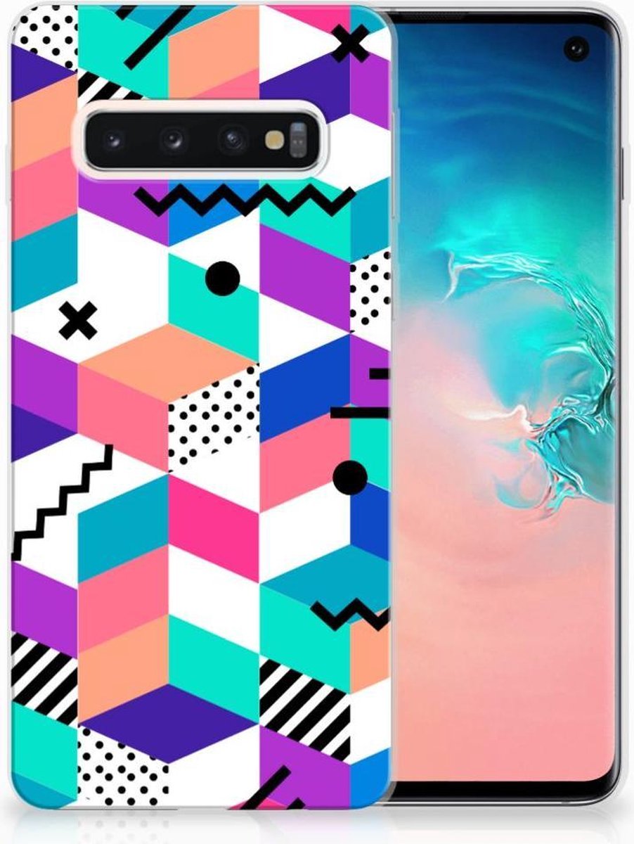 Samsung Galaxy S10 TPU Hoesje Blokken Kleurrijk