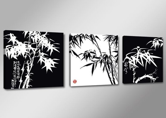 Art4-all - Canvas Schilderij Black and White bamboe - 150x50cm