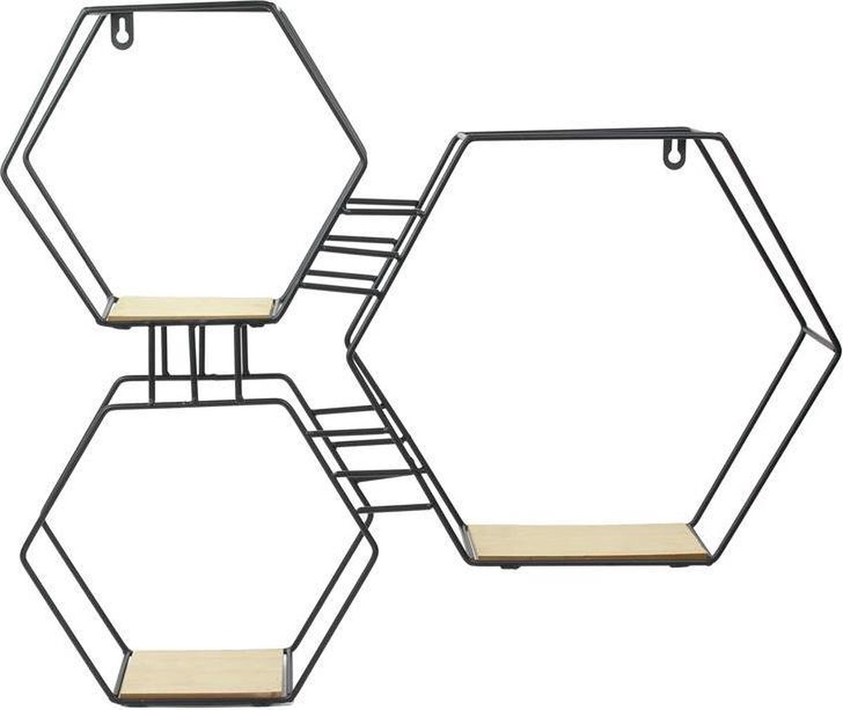 LOFT42 Hexagon Lot de 2 Boîtes Murales Hexagone - Noir - 41x36x15