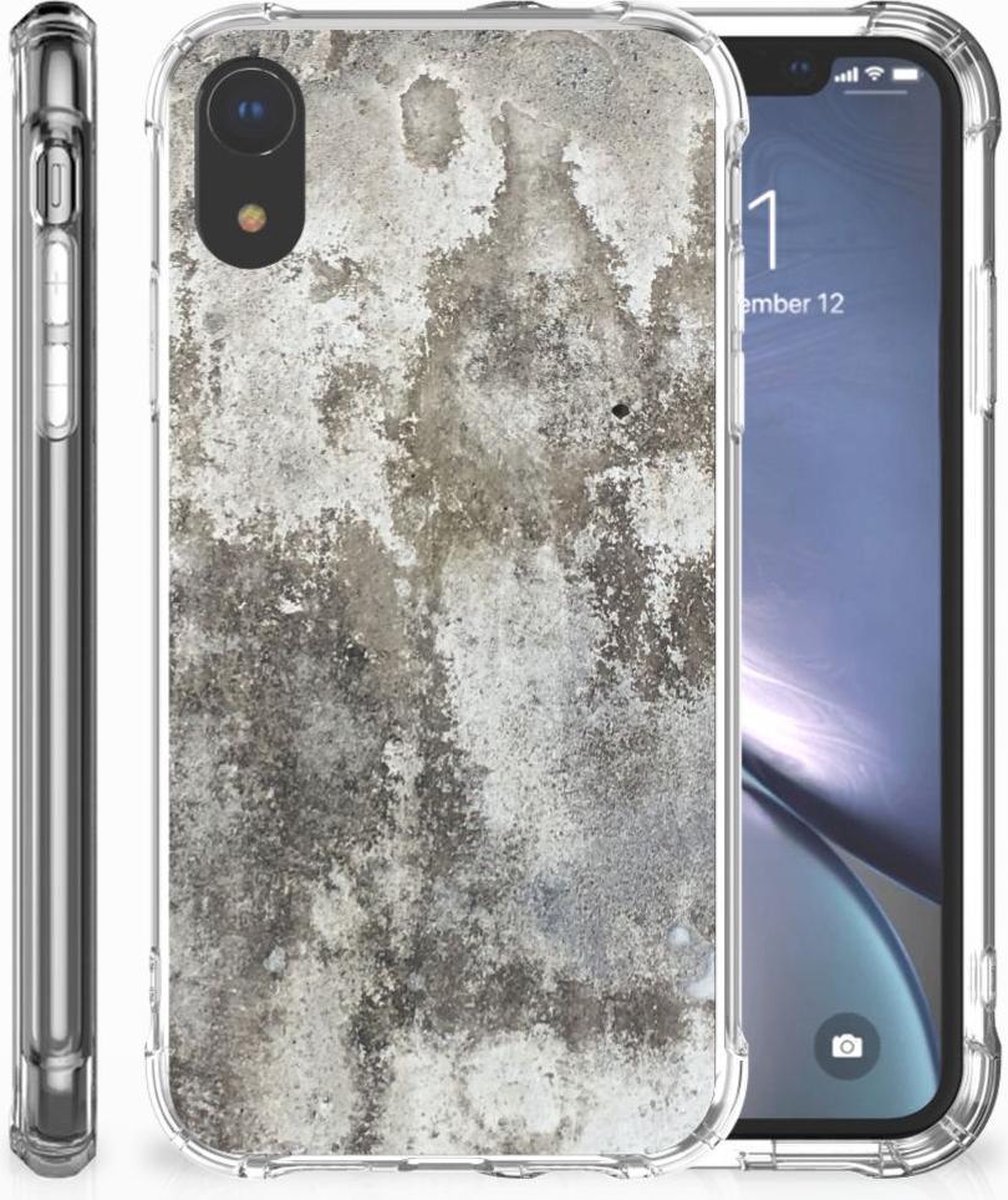 Apple iPhone Xr Anti-Shock Hoesje Beton Print