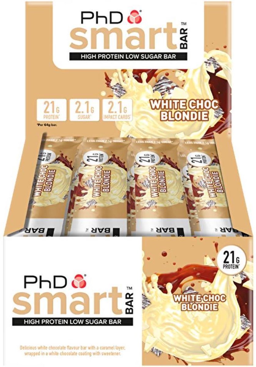 Goedkoopste PhD Smart Bar-White Chocolate Blondie-Doos 12 repen