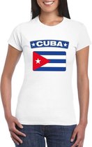 T-shirt met Cubaanse vlag wit dames 2XL