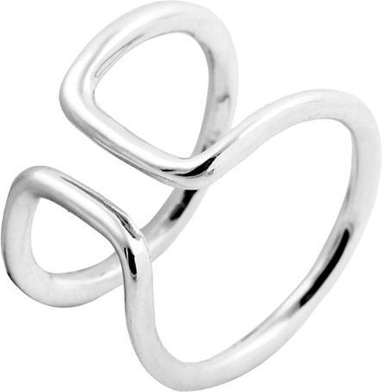 24/7 Jewelry Collection Dubbele Bar Ring Verstelbaar - Verstelbare Ring - Zilverkleurig - Amodi