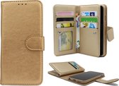 HB Hoesje voor Samsung Galaxy J4 Plus - Luxe Kunstlederen Portemonnee Book Case met Extra Vakken - Goud