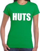 HUTS tekst t-shirt groen dames S