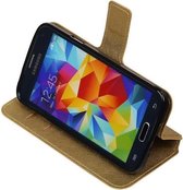 Goud Samsung Galaxy S5 TPU wallet case - telefoonhoesje - smartphone cover - beschermhoes - book case - booktype cover HM Book