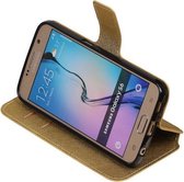 Goud Samsung Galaxy S6 TPU wallet case - telefoonhoesje - smartphone hoesje - beschermhoes - book case - booktype hoesje HM Book