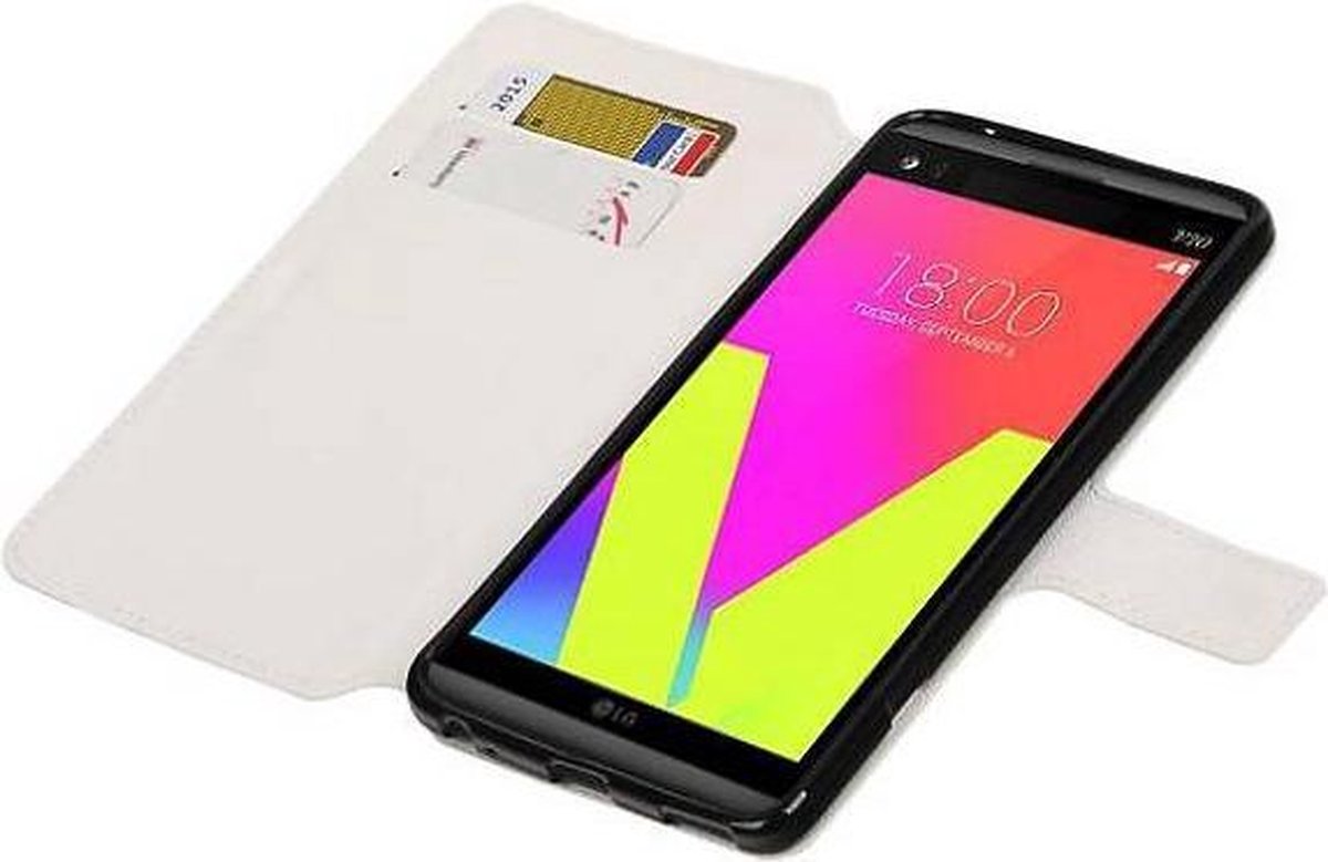 Cross Pattern TPU Bookstyle Wallet Case Hoesjes Geschikt voor LG V20 Wit