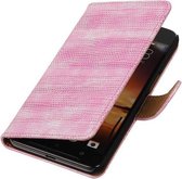 Hagedis Bookstyle Wallet Case Hoesjes Geschikt voor HTC One X9 Roze