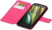 Cross Pattern TPU Bookstyle Wallet Case Hoesje voor Moto G4 Roze