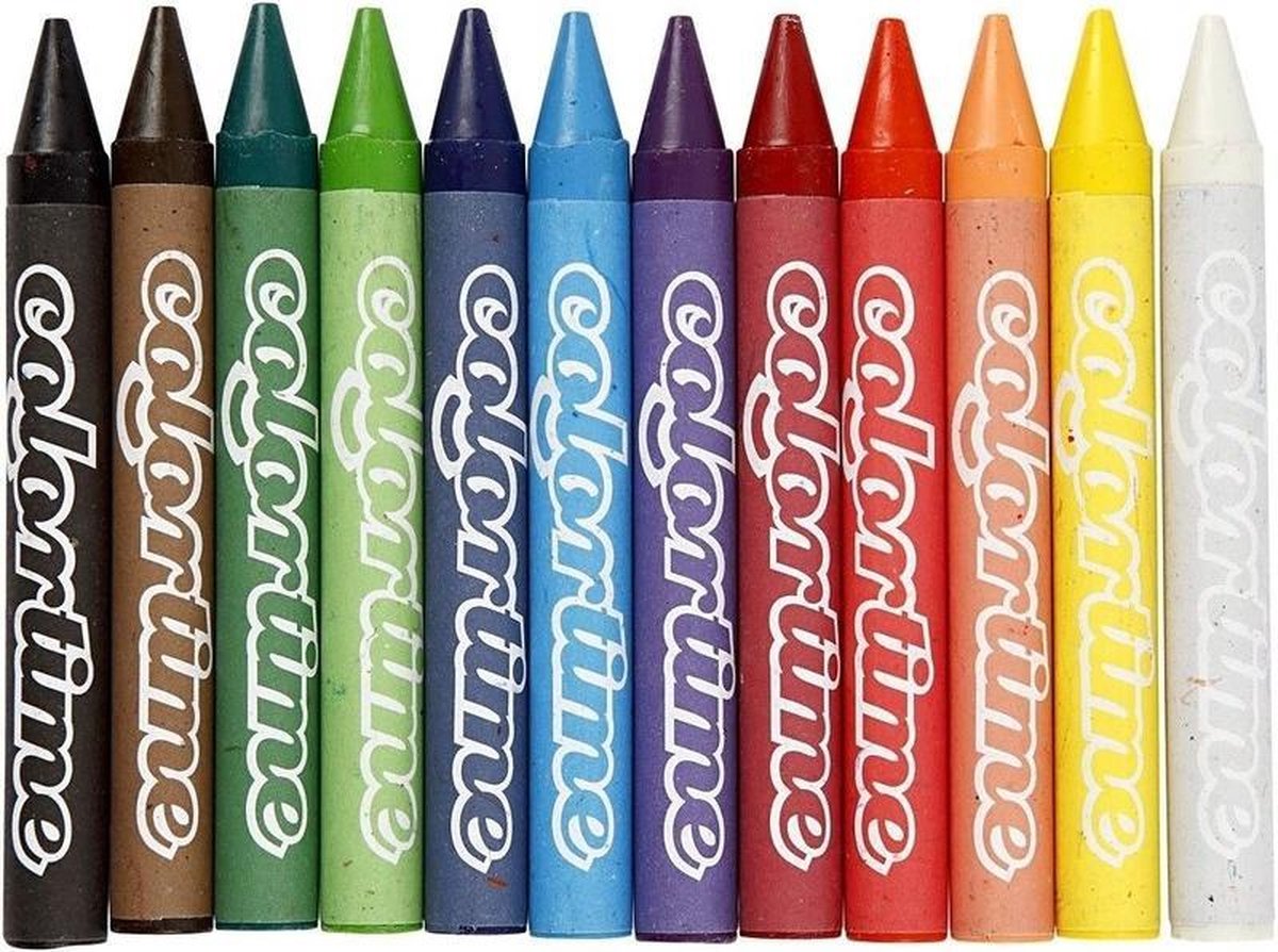 Coloriage : 12 crayons de couleur a la cire 7mm - playdoh art