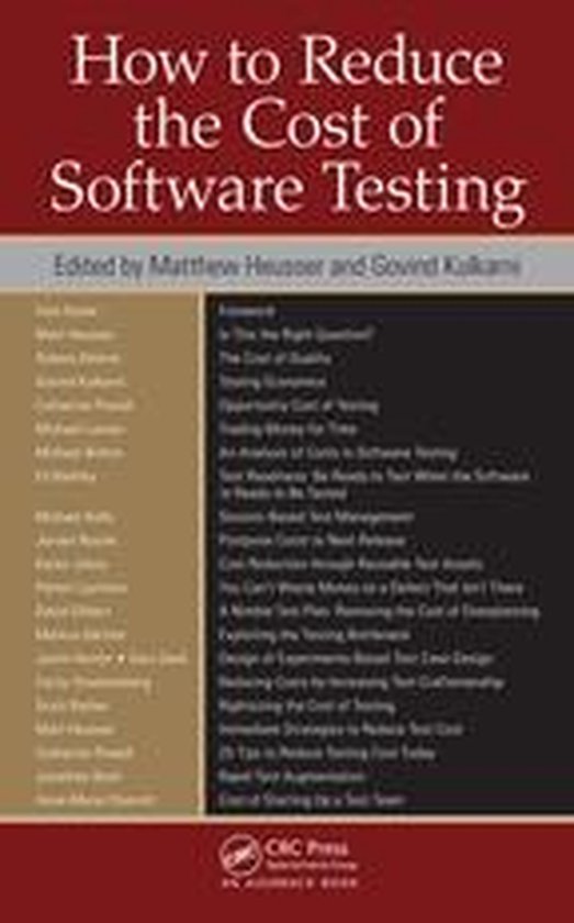 How to Reduce the Cost of Software Testing (ebook) 9781351689083