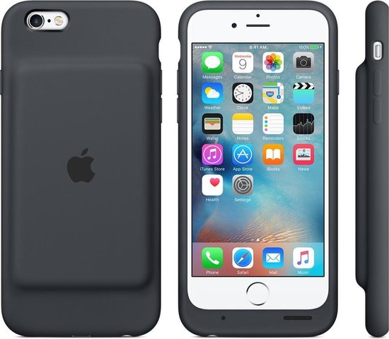 Sinis buitenaards wezen Geboorte geven Apple iPhone 6/6S Smart Battery Case Charcoal Grey | bol.com