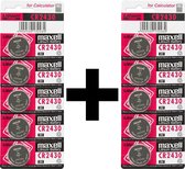 CR2430 knoopcell batterijen Maxell - 3V - 1+1 Gratis