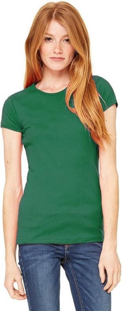 Basic t-shirt groen met ronde hals voor dames - Dameskleding shirtjes L