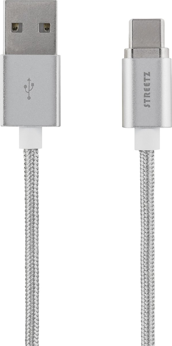 STREETZ USBC-1271 Magnetische USB naar USB-C stoffen Kabel met 2 x ...