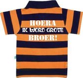 Polo | Hoera! ik word grote broer| marine blauw/ oranje | maat 110/116