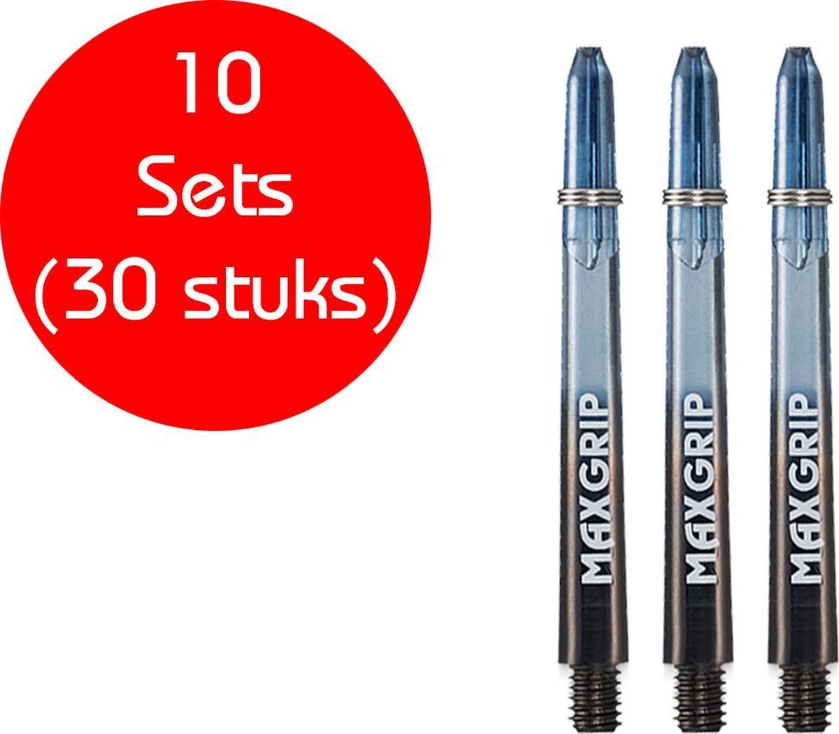 Dragon darts - Maxgrip - 10 sets (30 stuks) - dart shafts - zwart-blauw - darts shafts - medium
