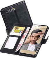 Hoesje Geschikt voor Huawei Honor 9 - Portemonnee Hoesje Booktype Wallet Case Zwart