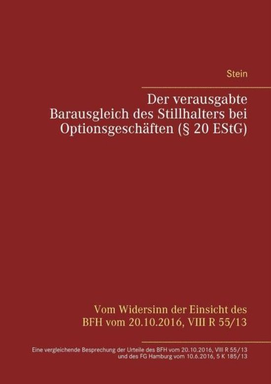 Der verausgabte Barausgleich des Stillhalters bei Optionsges ... - cover