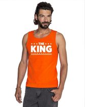 Oranje Koningsdag The King tanktop shirt/ singlet heren - Oranje Koningsdag kleding. XXL