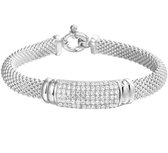 The Jewelry Collection Armband Zirkonia 12 mm 19 cm - Zilver Gerhodineerd