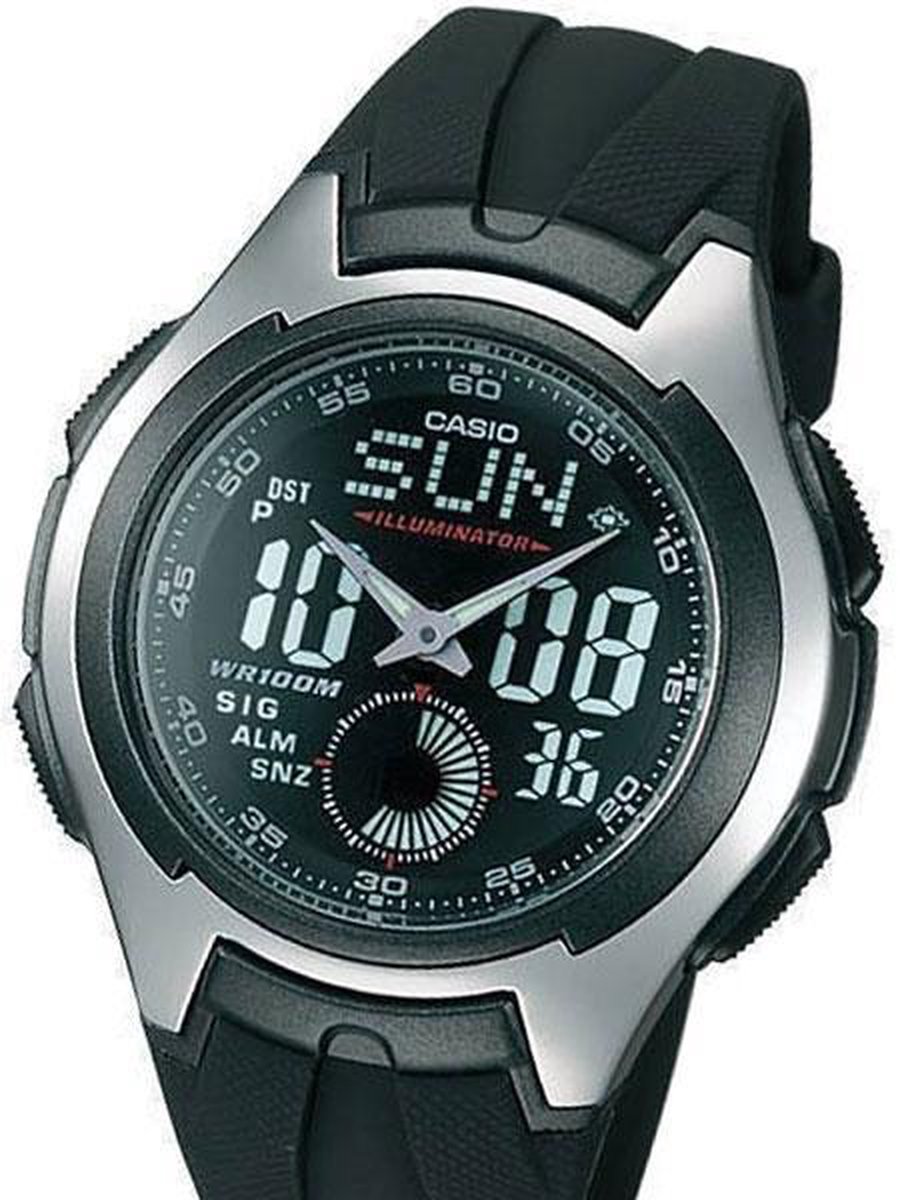Casio Analoog-Digitaal Time horloge met alarm en stopwatch # AQ-160W-1-BV | bol.com